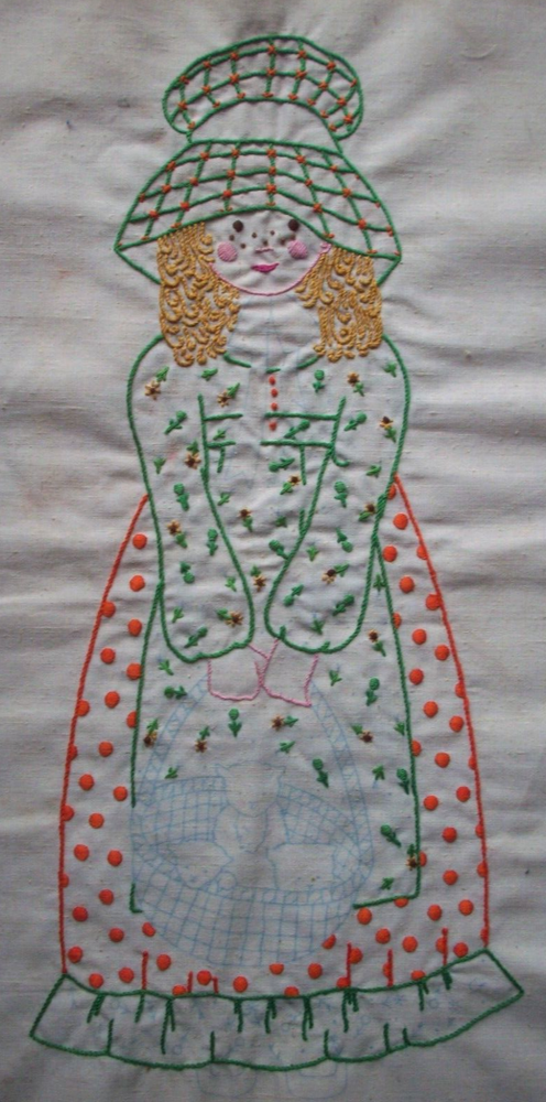 80's Started doll hand embroidered panels salvage project