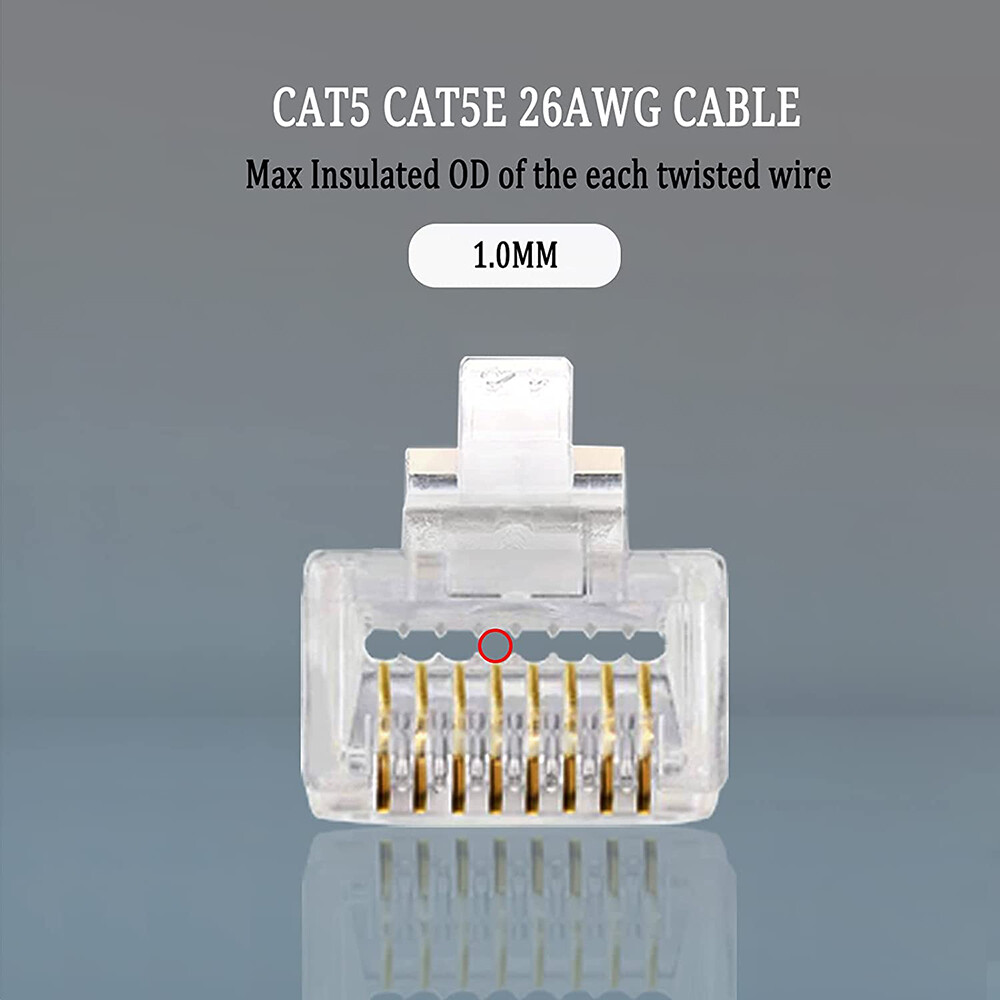 100pcs RJ45 Pass Through Modular Plug Network Cable Connector End 8P8C CAT6 CAT5