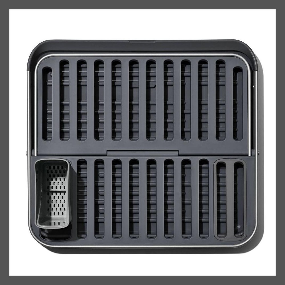 OXO Aluminum Dish Rack Foldable Compact Folding Freestanding Rustproof