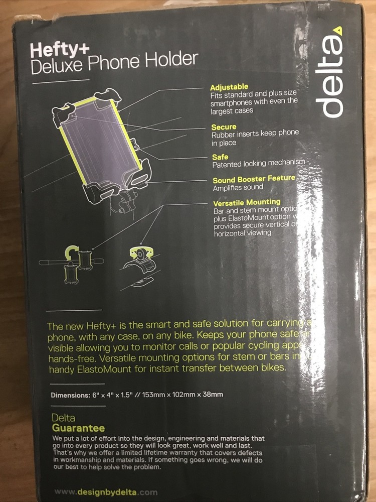 Delta Handlebar Mount Smart Phone Holder, Hefty Plus, Black