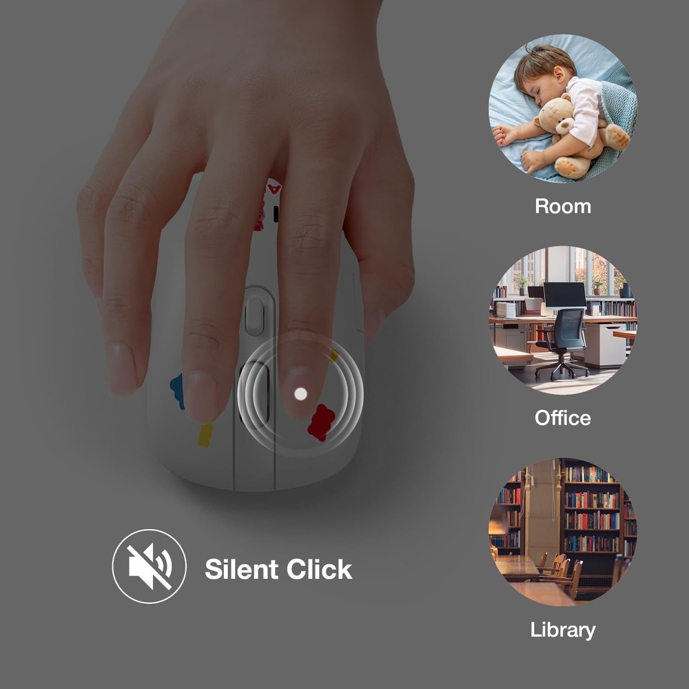 DCHK Haribo Wireless Mouse, Bluetooth 3.0/5.0 & 2.4GHz, Adjustable DPI, Multi...