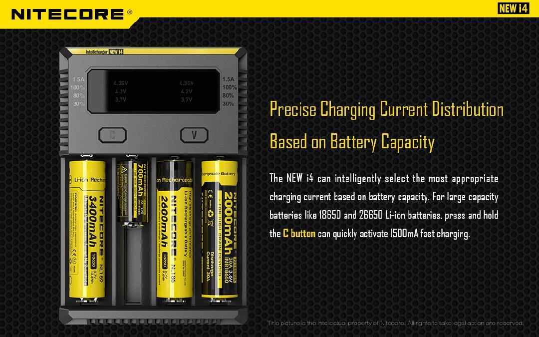 NiteCore i4 Intellicharger 2016 Battery Charger for RCR123A 14500 26650, etc