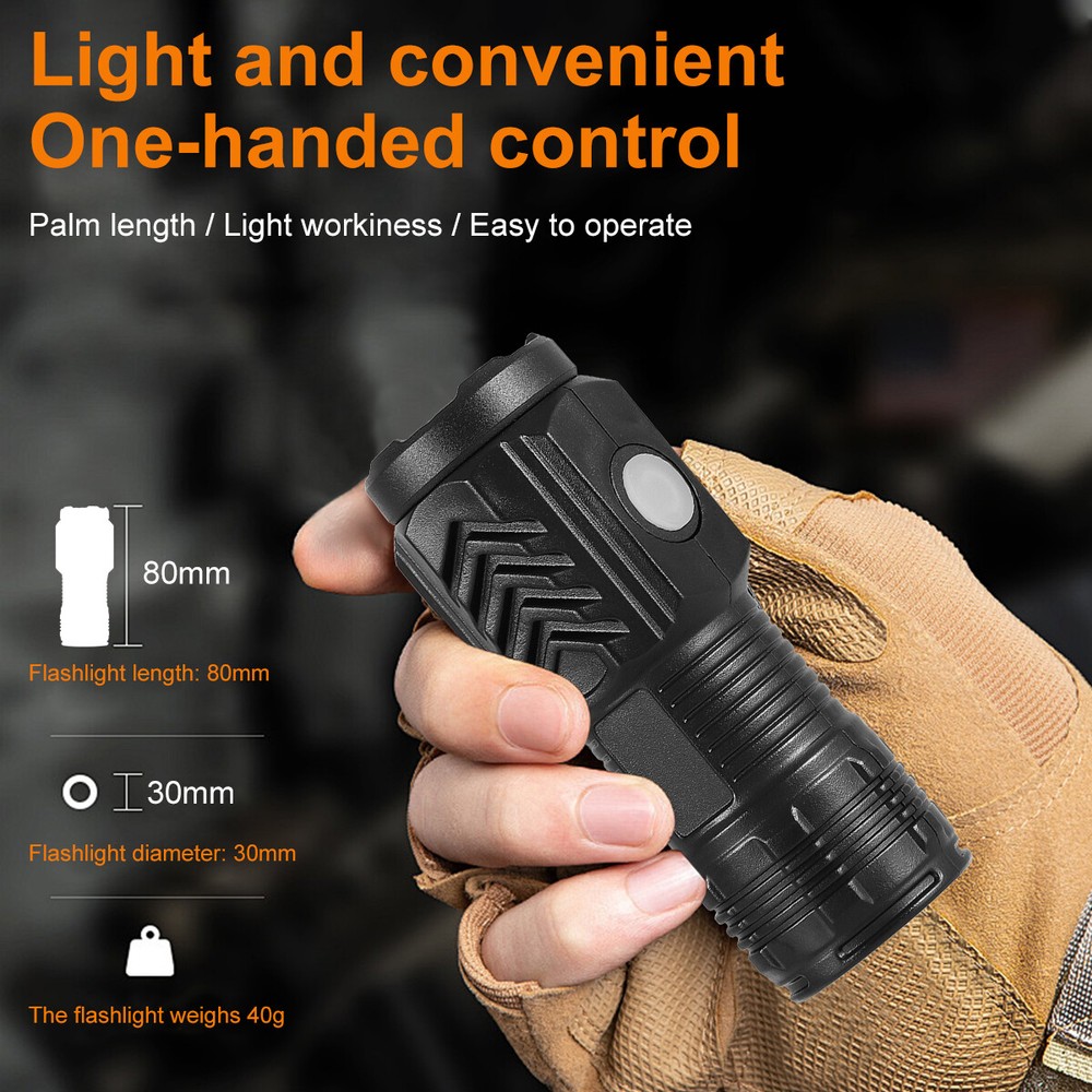 3X Tactical Flashlight Small LED Torch Light Mini Super Bright USB Rechargeable