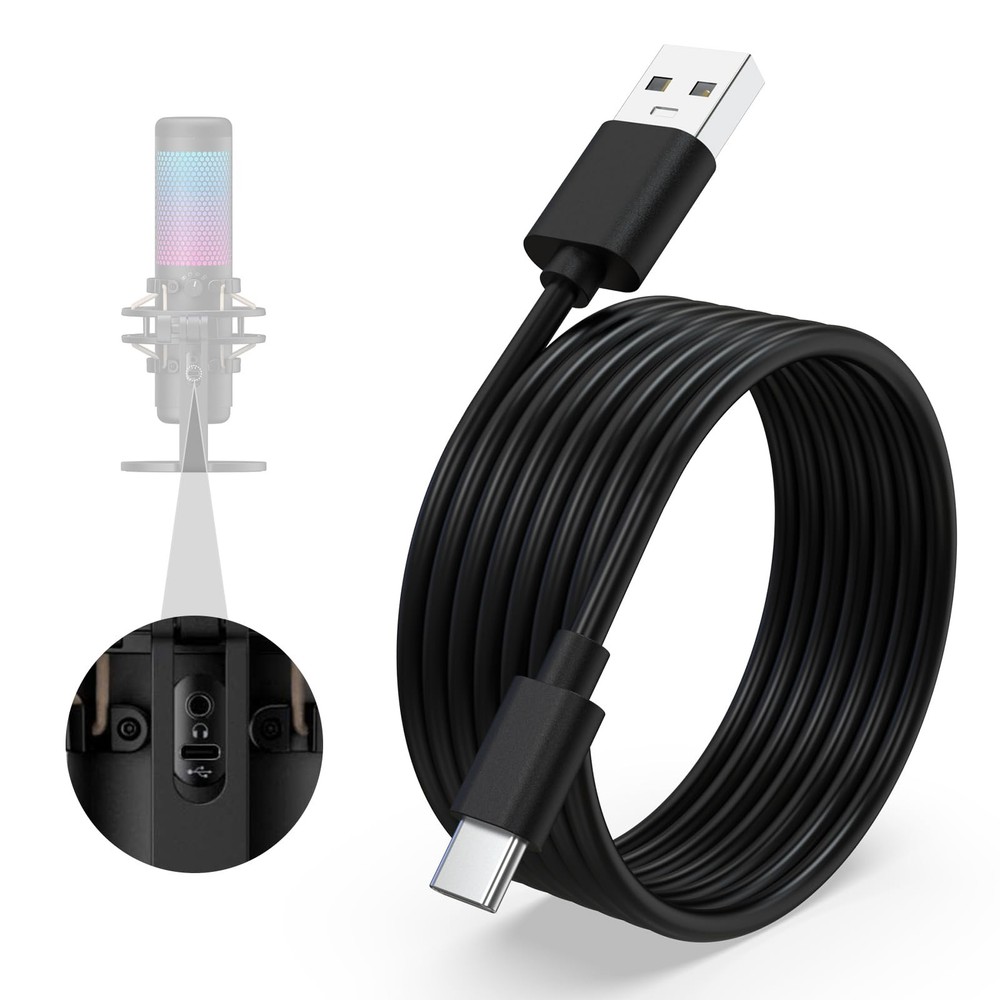 USB Data Charging Cable Cord with HyperX QuadCast 2, SoloCast, QuadCast S USB...