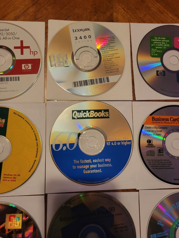 12 - Vintage Computer PC CD-ROM Software Loose Discs - Microsoft Quickbooks More