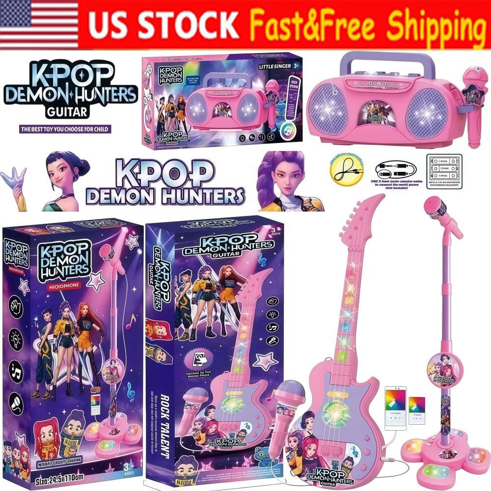Cosplay KPOP Demon Hunters Music Microphone – Kids Toy Light-Up Singing Gift US