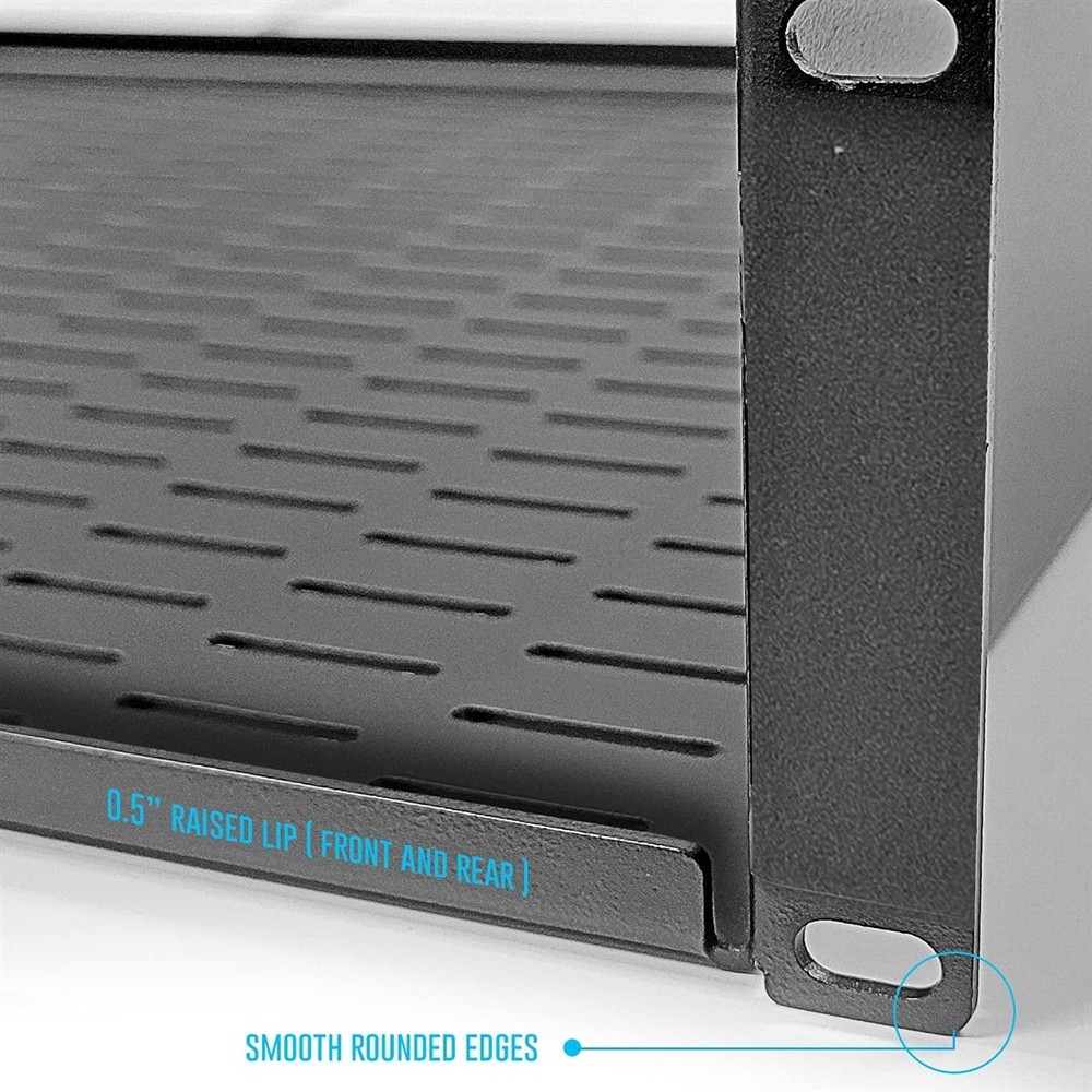 2U Vented Rack Shelf with Protective Edges 18-Inch Deep (Pair)