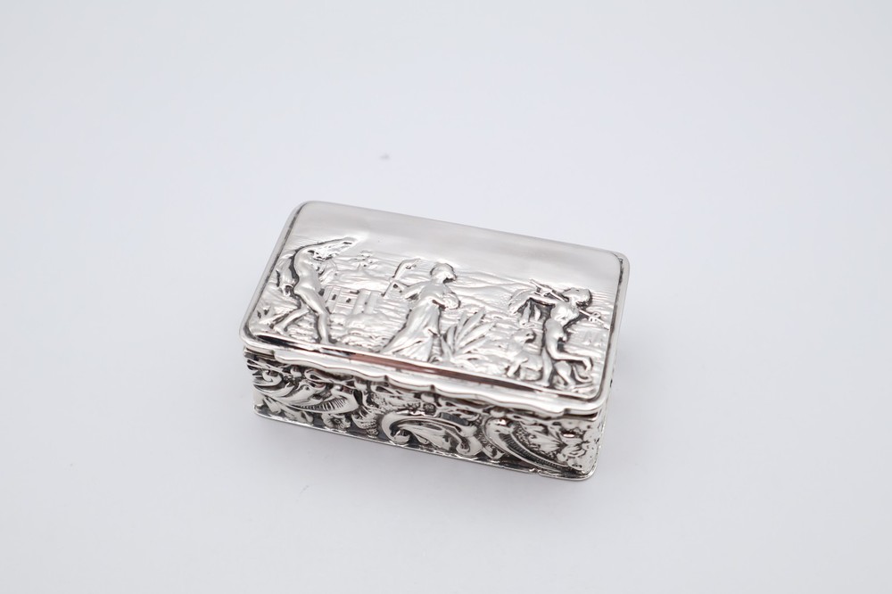 Lovely Antique Solid Silver Box with Scenery Hallmarked Chester 1902