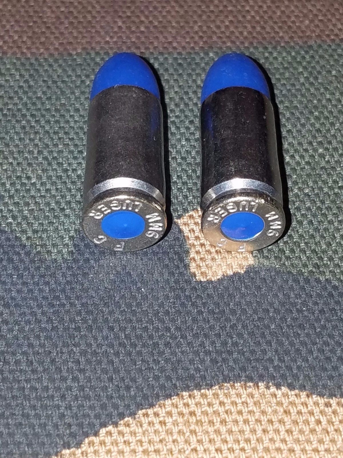 9MM LUGER SNAP CAPS SET OF 10, 124GR. (BLUE+NICKEL)