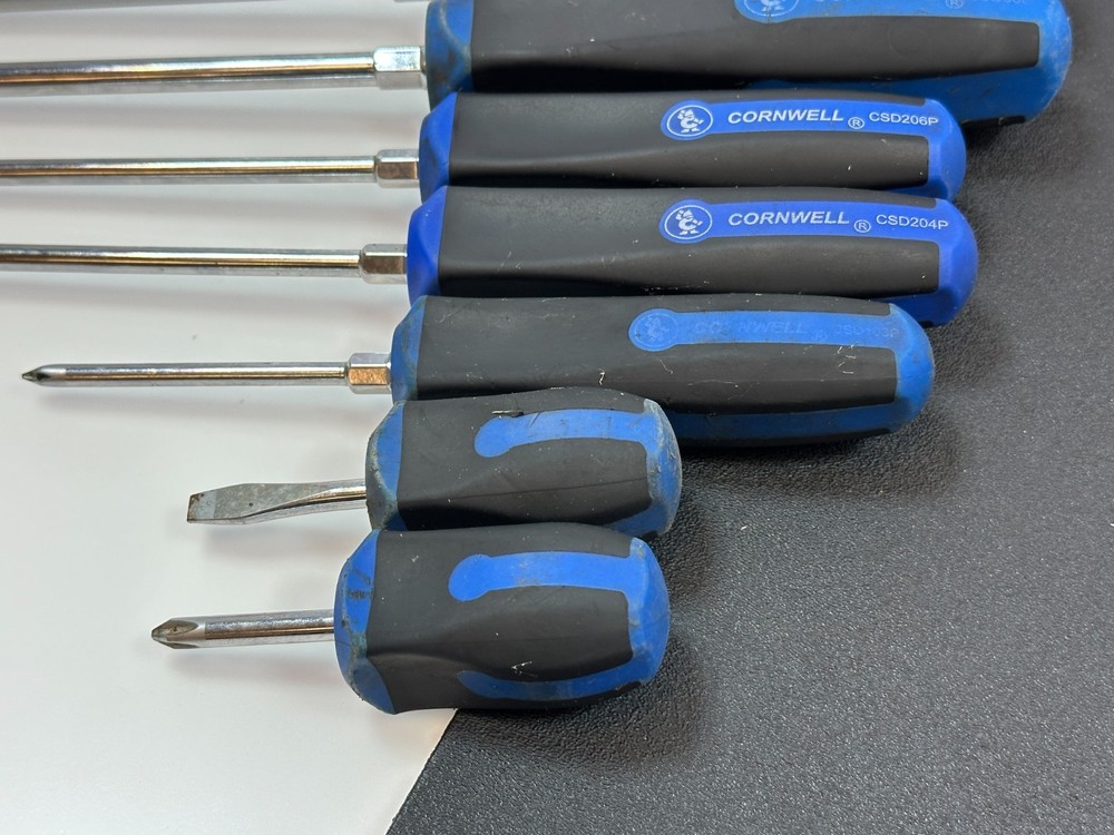 Cornwell Tools 7pc Classic Square Blue Soft Grip Screwdriver Set Phillips & Flat