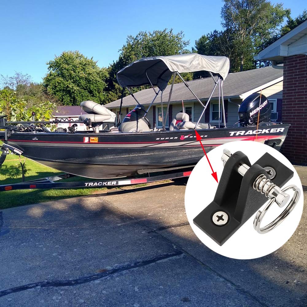 4 Pack Marine Grade Nylon Bimini Top 90°Plastic Deck Hinge with Pin & Ring