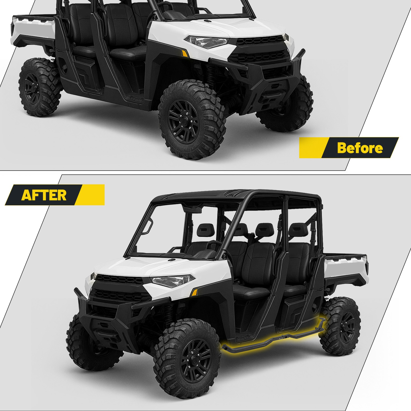 Rock Sliders 1 Pair Nerf Bars Side Steps for Polaris Ranger Crew XP 1000 2019-25