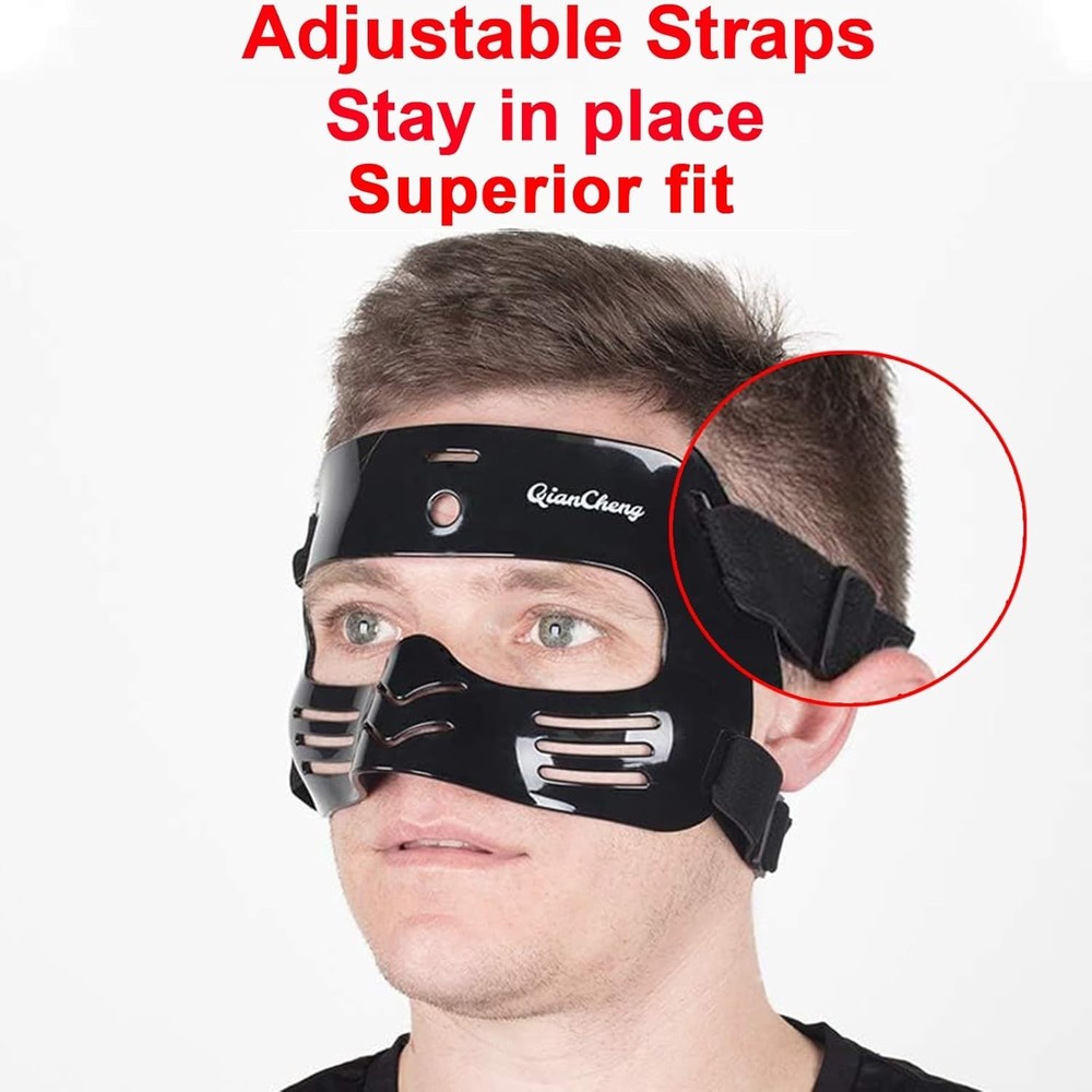Nose Guard Face Shield for Broken Nose, Adjustable Face Guard with Padding, P...