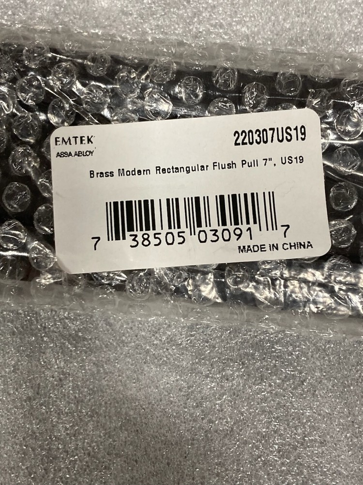 Emtek 220307-US19 Modern Rectangular Flush Pull In Flat Black