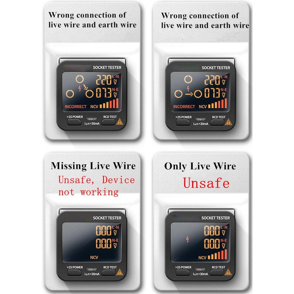Durable US Plug AC11 Socket Tester Digital Display Voltage Test Checker Detector