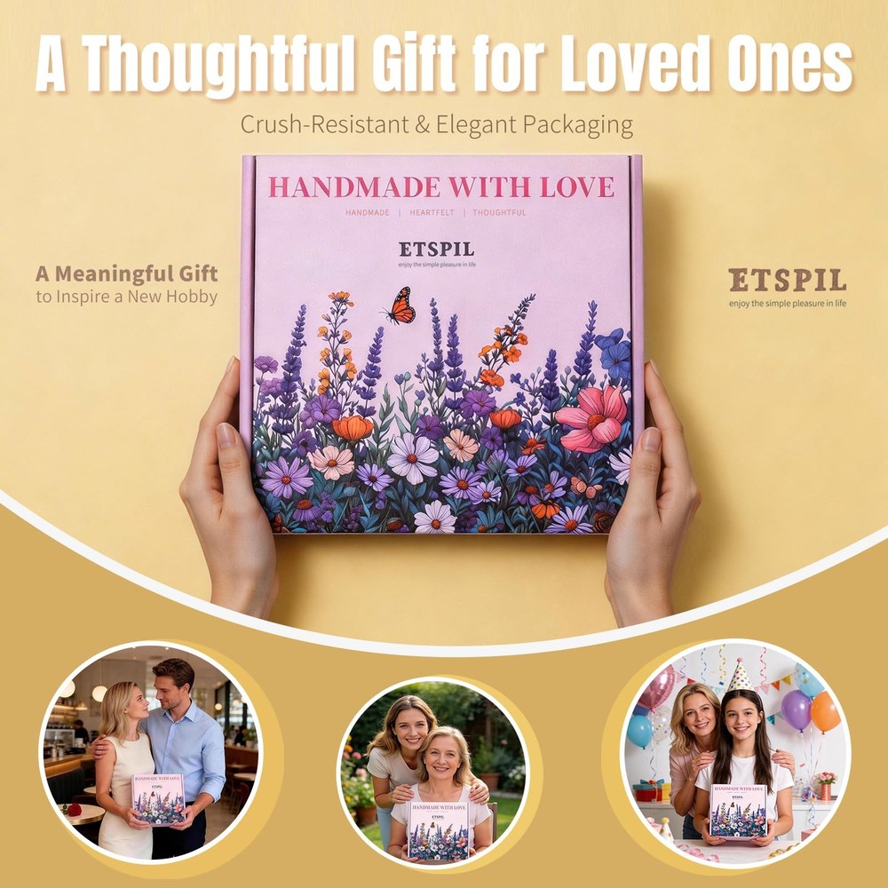 ETSPIL Embroidery Kit for Beginners, Easy Step-by-Step 4K medium, simple B