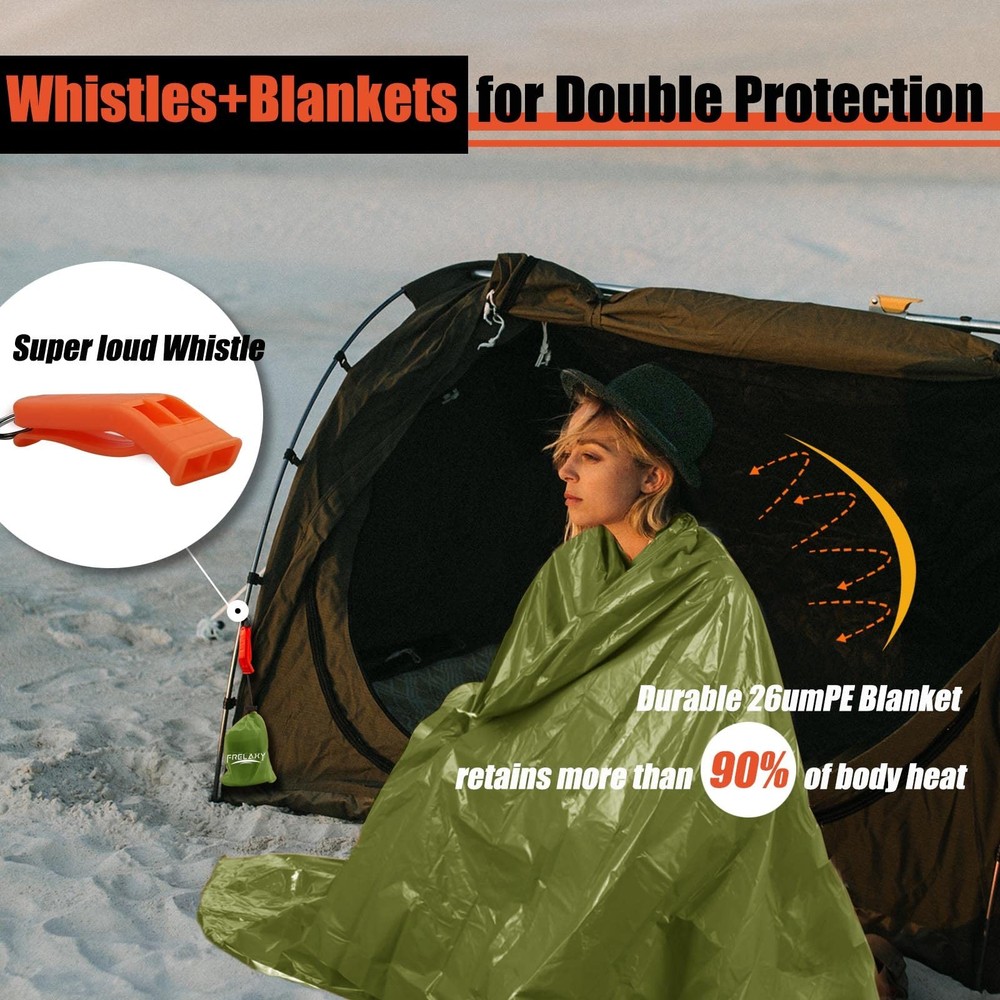 Emergency Blanket 2-Pack or 4-Pack, Extra Thick Large Survival Blankets
