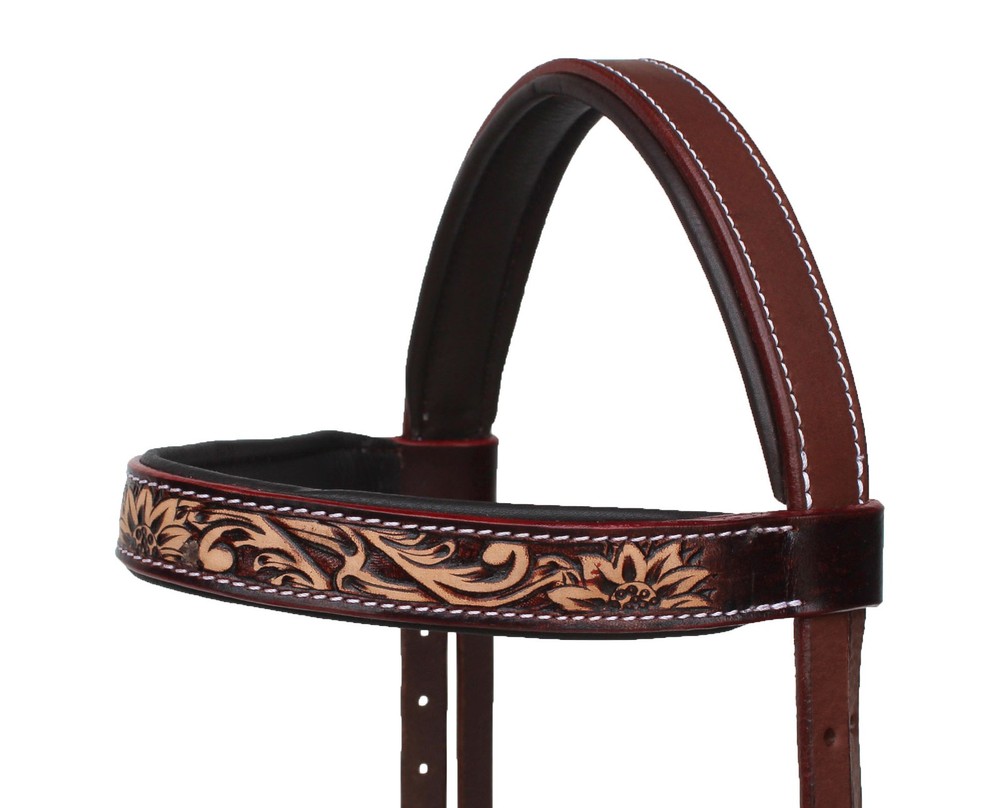 Horse Western Leather Bitless Sidepull Bridle Split Reins 77RS29BR