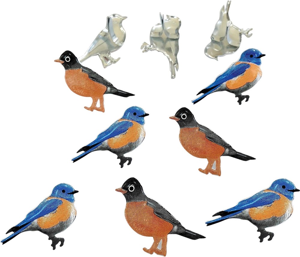 Eyelet Outlet Shape Brads 12/Pkg-Blue Bird & Robin