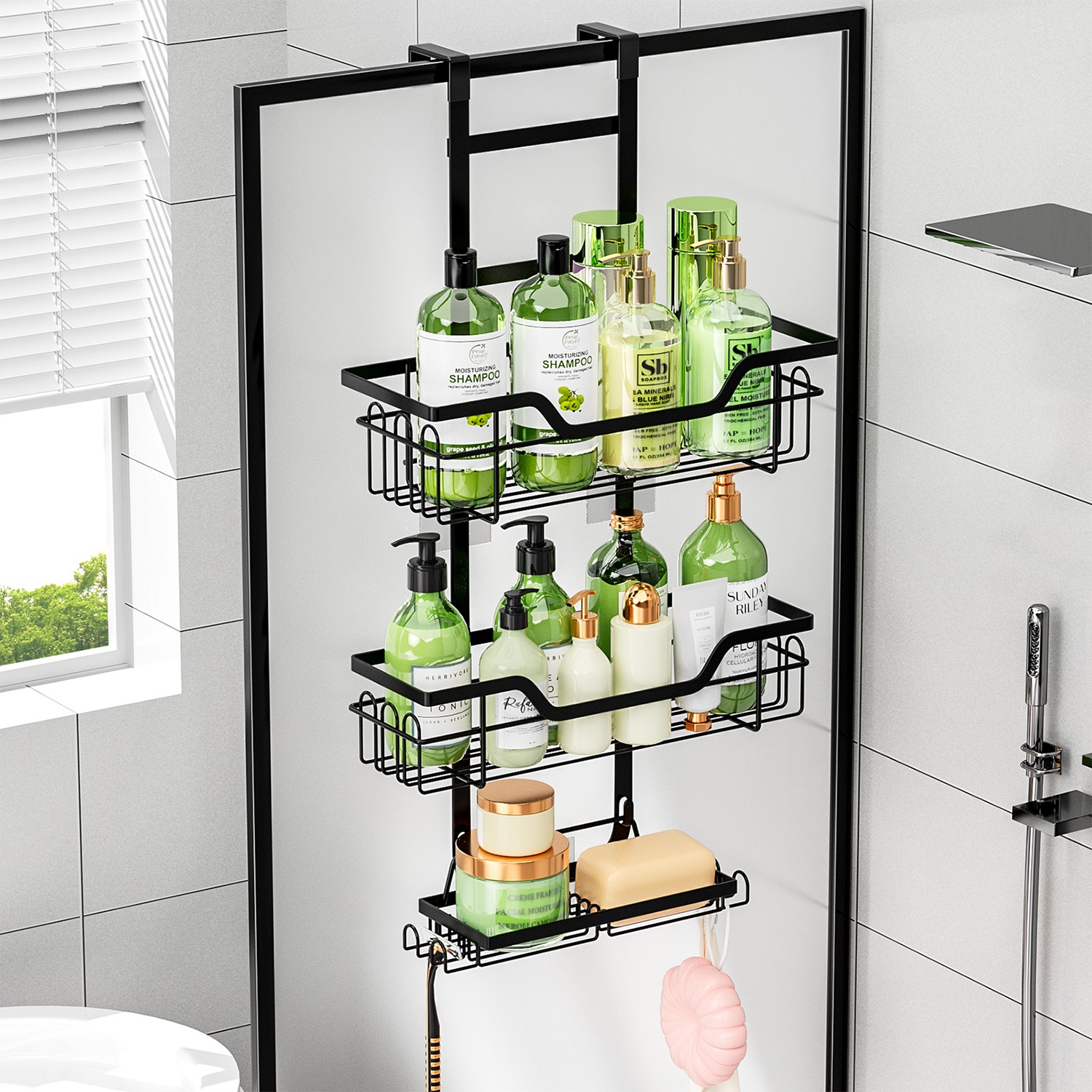 over Shower Black Organizer Door Rustproof the