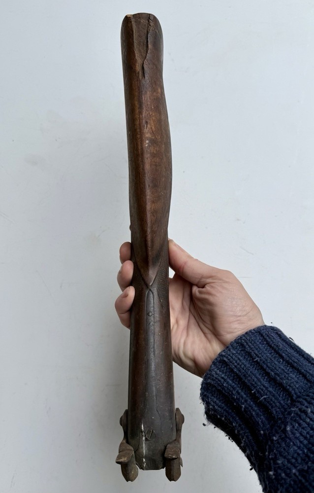 19thC Percussion Cap Muzzle Loading Double Barrel Carved Stock & Trigger PARTS