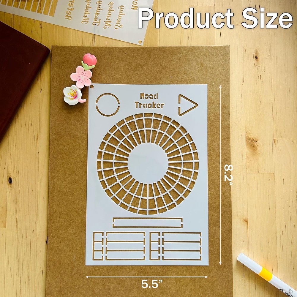 14 PCS A5 Plastic Reusable Multi-functional Tracker & Planner Stencils for...