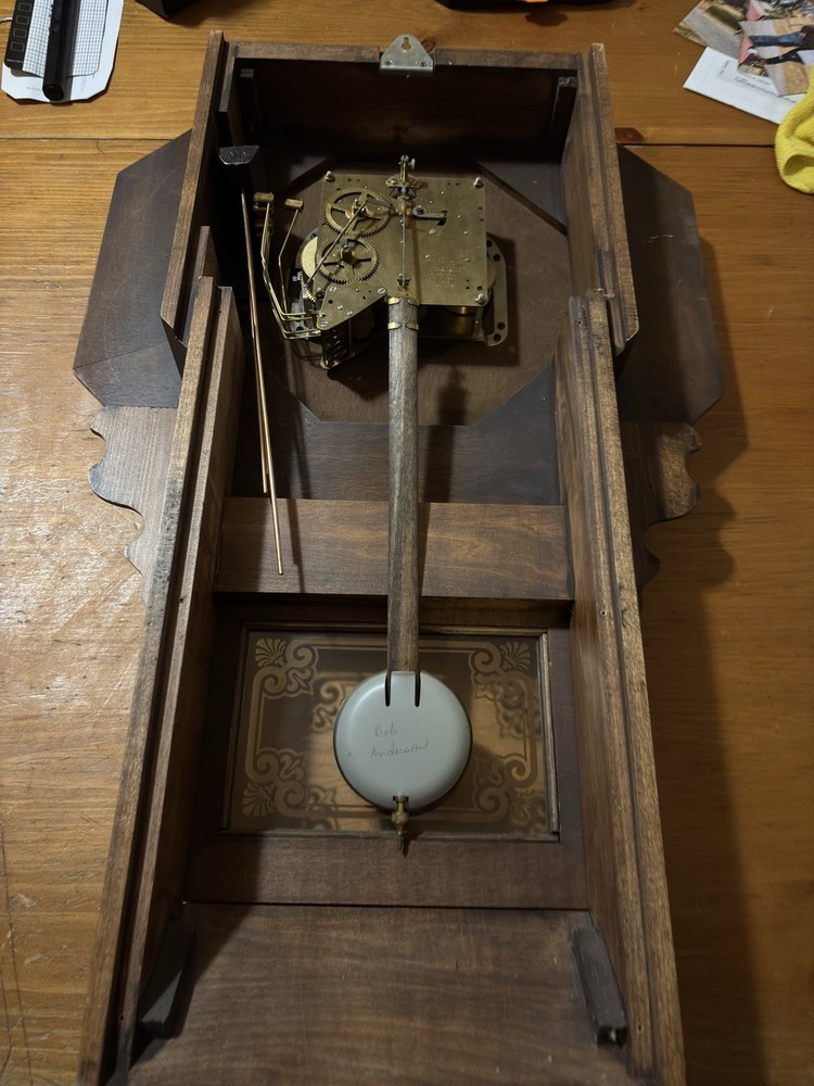 Vtg SETH THOMAS Octagon Wall Clock Westminster Chime 3 Windup With Key Pendulum