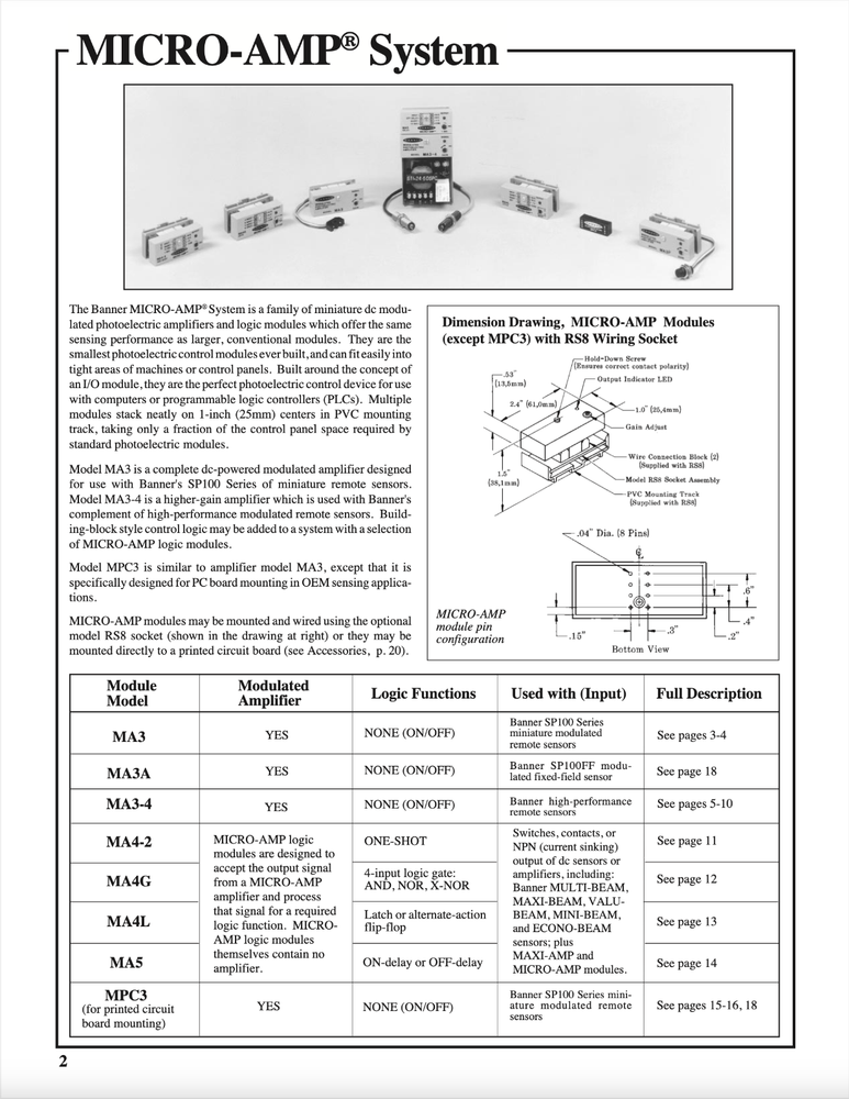 Pair BANNER MA5 Adjustable Delay Module with RS8 Socket Base Logic Board Lot USA