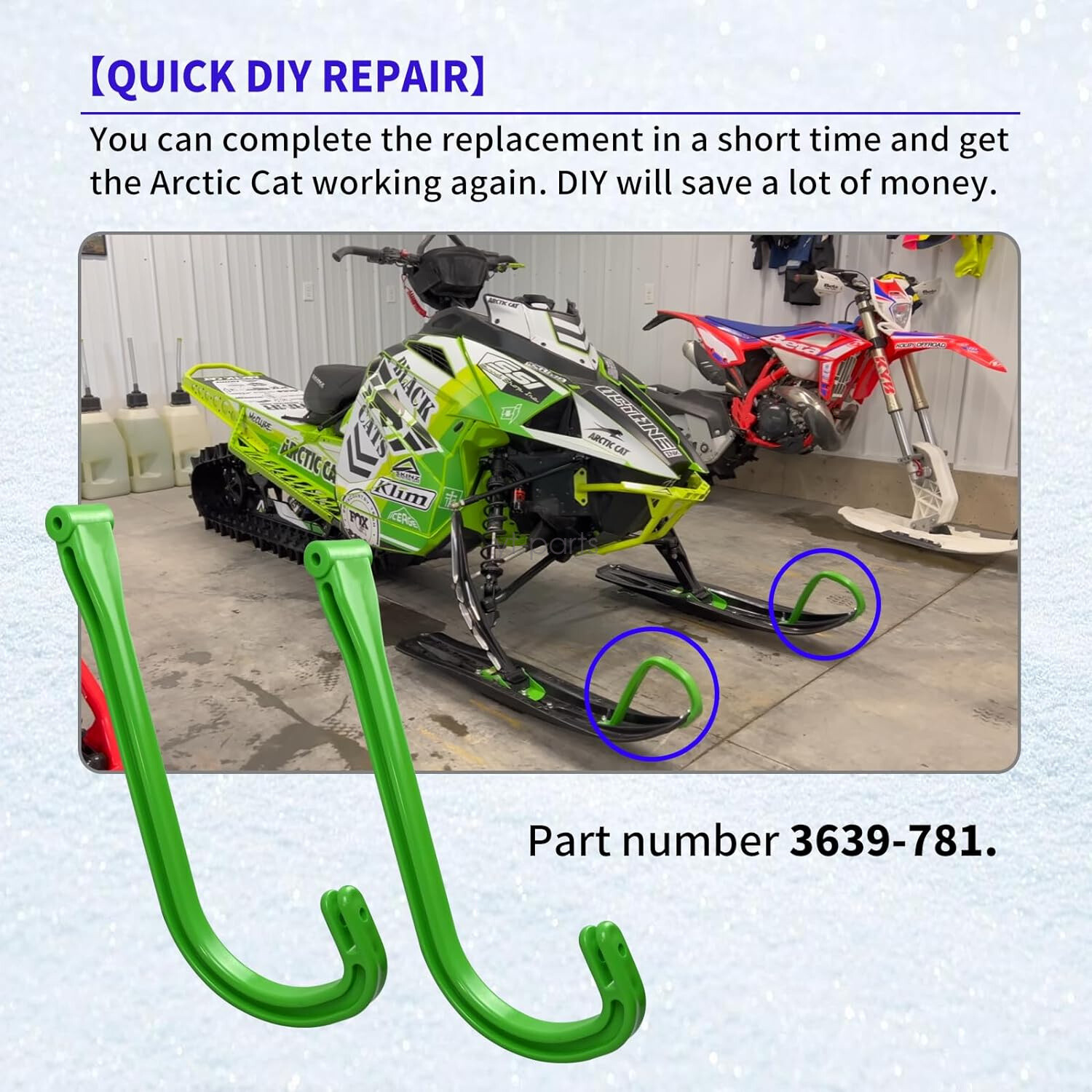 For Arctic Cat Snowmobile Ski Handles Ski Loops Set Z ZL ZRT Firecat 3639-781