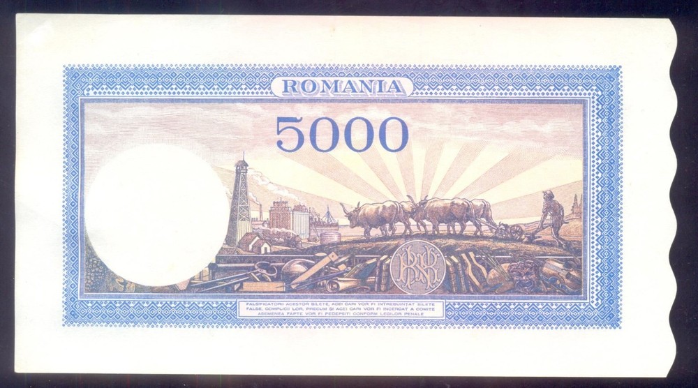 ROMANIA 5000 Lei 1943 P55
