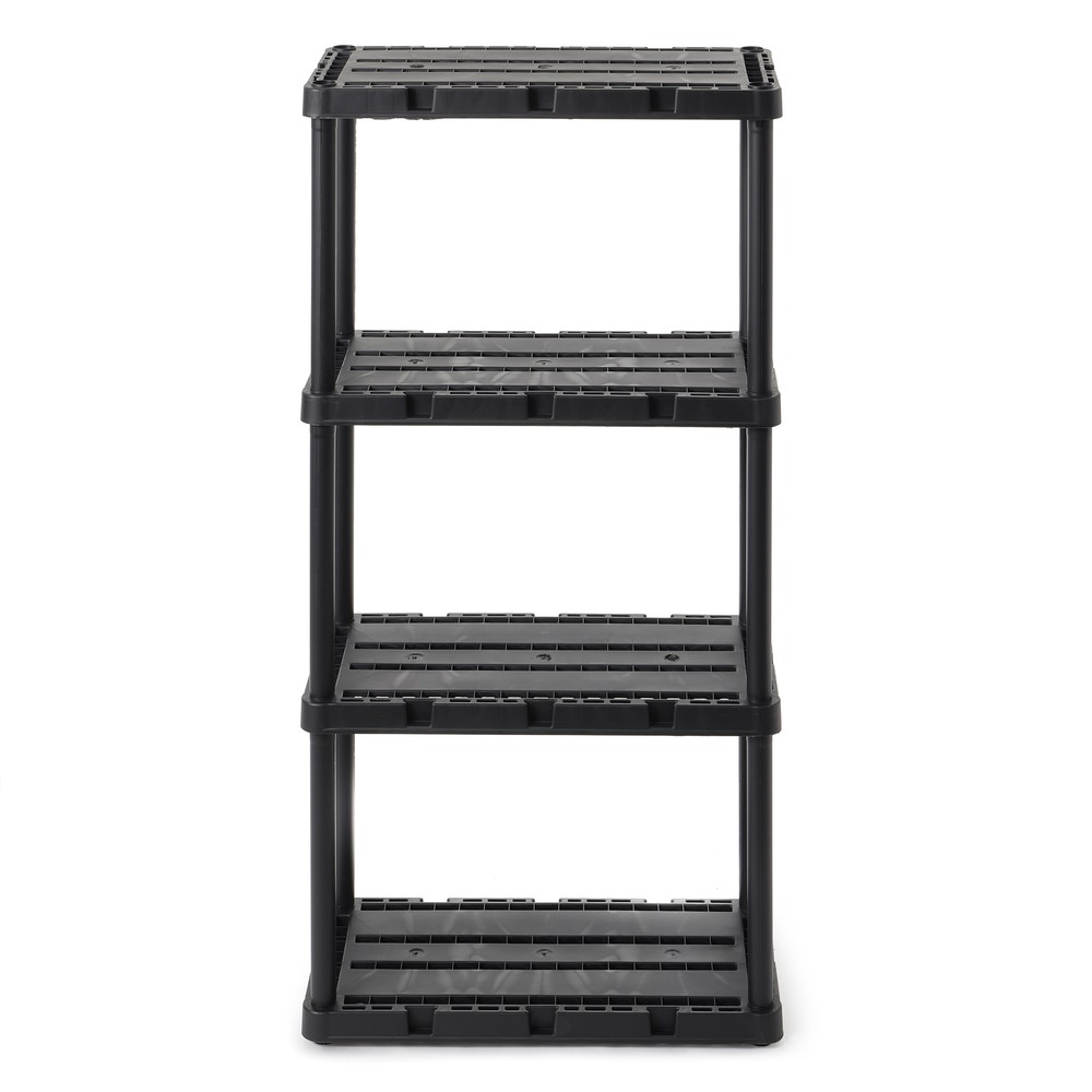 Gracious Living 4 Shelf Knect-A-Shelf Solid Light Duty Storage Unit, Black 3 Pck