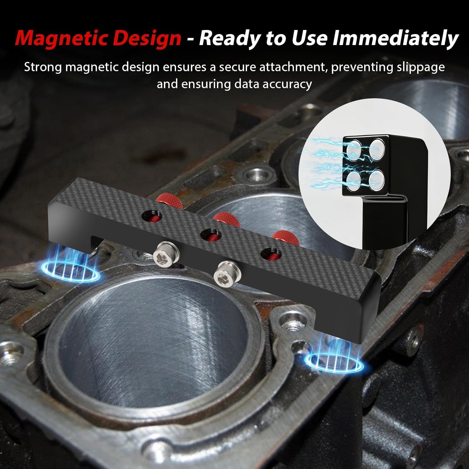 Magnetic Deck Bridge, Up to 4-1/2 in Bores, Measure Piston Deck Height
