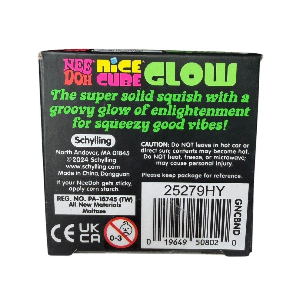 Blue NeeDoh Nice Cube Glow Squeeze Schylling Super Solid Squish NEW