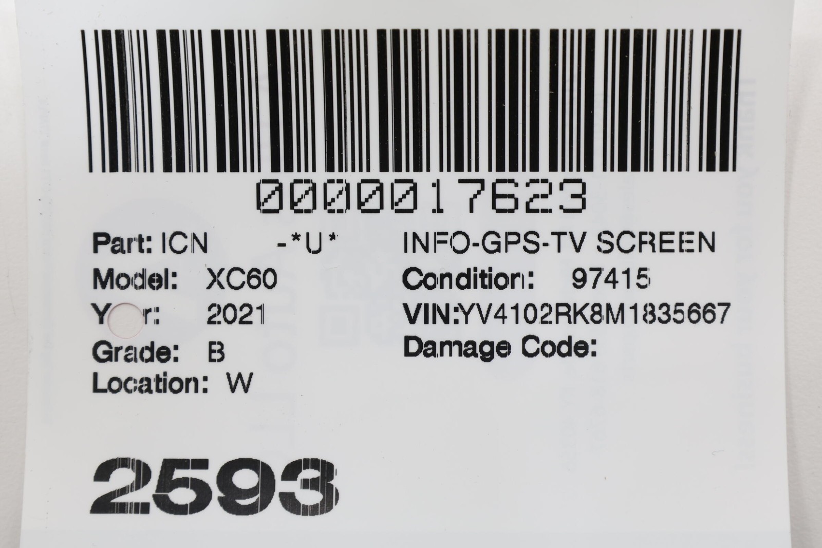 2021 - 2025 VOLVO XC60 FRONT DASH CENTER DISPLAY SCREEN MONITOR 9" OEM 32218885