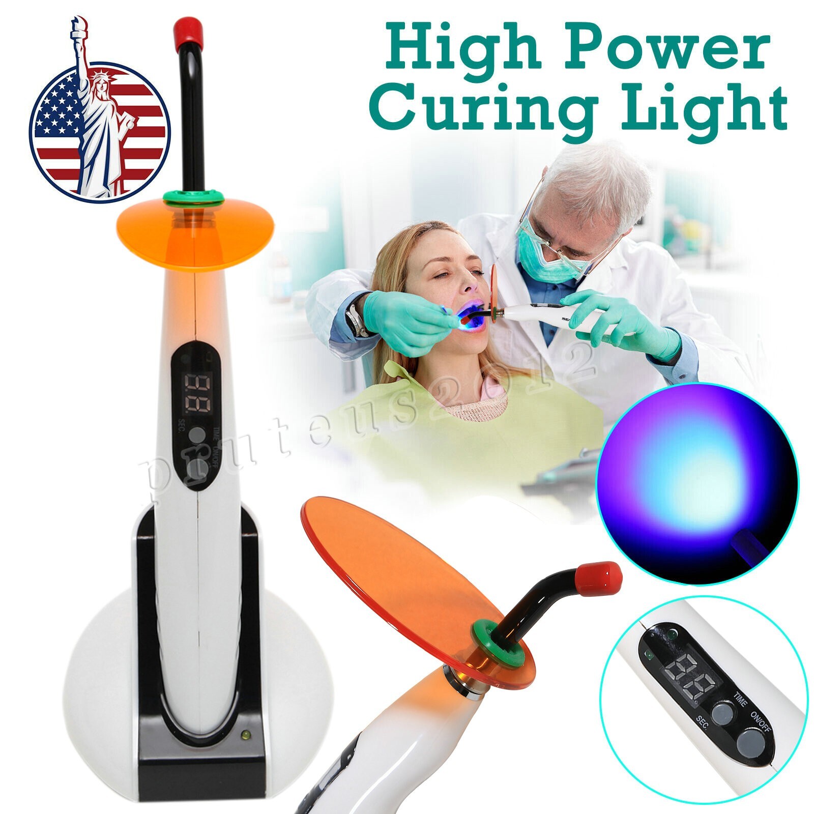 Woodpecker Style Wireless Cordless LED Dental Curing Light Lamp Teeth Whitening