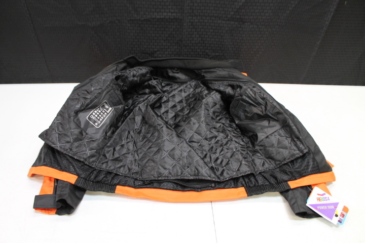 NEW MEDIUM ORANGE WATERPROOF POLYESTER ARMOR MOTORCYCLE JACKET *JACKET RUN SMALL
