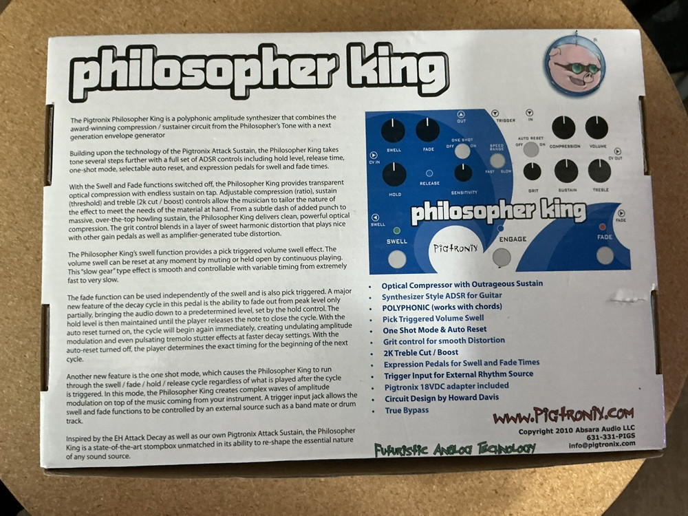 Pigtronix Philosopher King Envelope Generator Compressor Guitar Effect Pedal