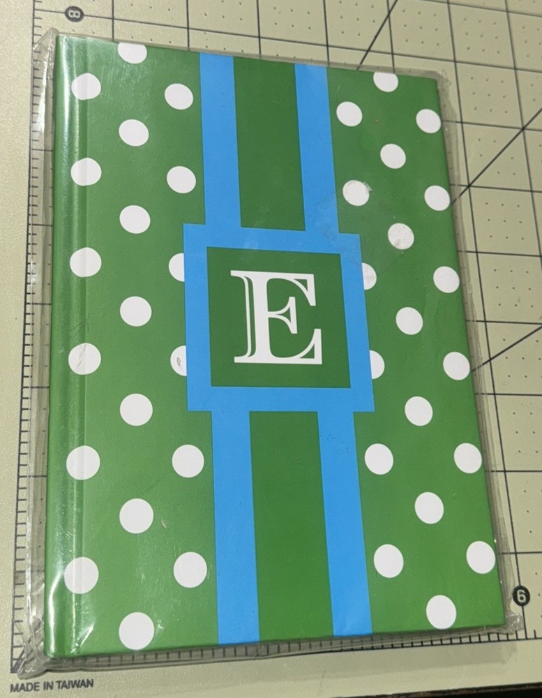 Letter E Notebook: Initial Monogram Letter E - Journal 80 pages Green Polka Dot