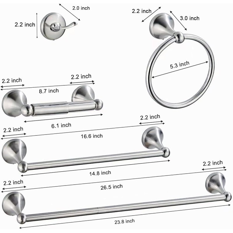 8-Pieces 24" Bathroom Hardware Set, Bathroom Acces