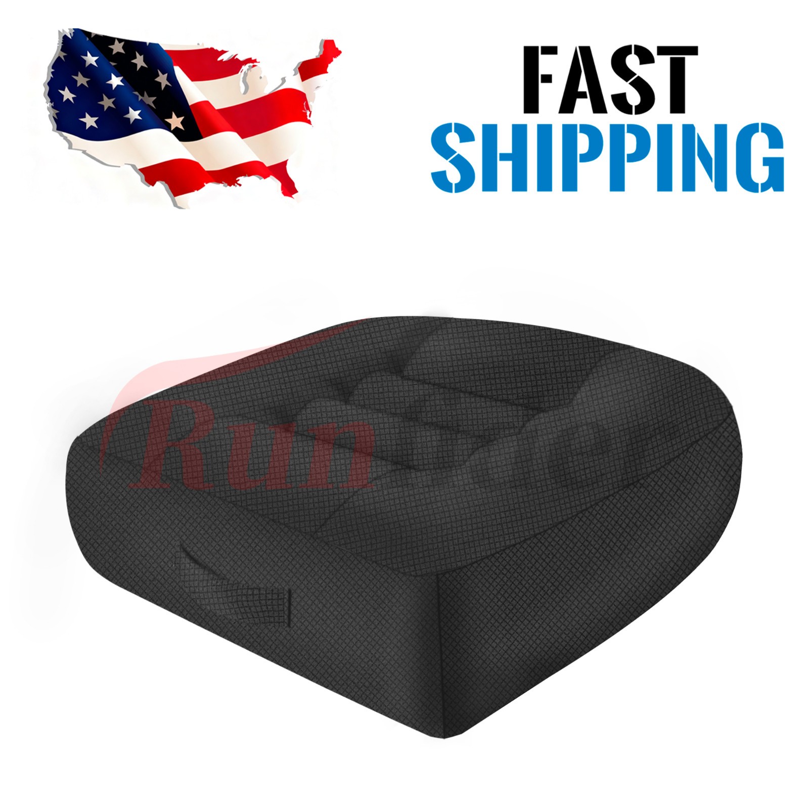 Black Ergonomic Seat Cushion 15.7x15.7x4.7in – Breathable Mesh for Car/Office