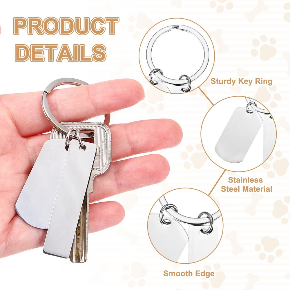 30Pcs Metal Engraving Keychain Blanks, Silver Tone(Oval/Rectangular)