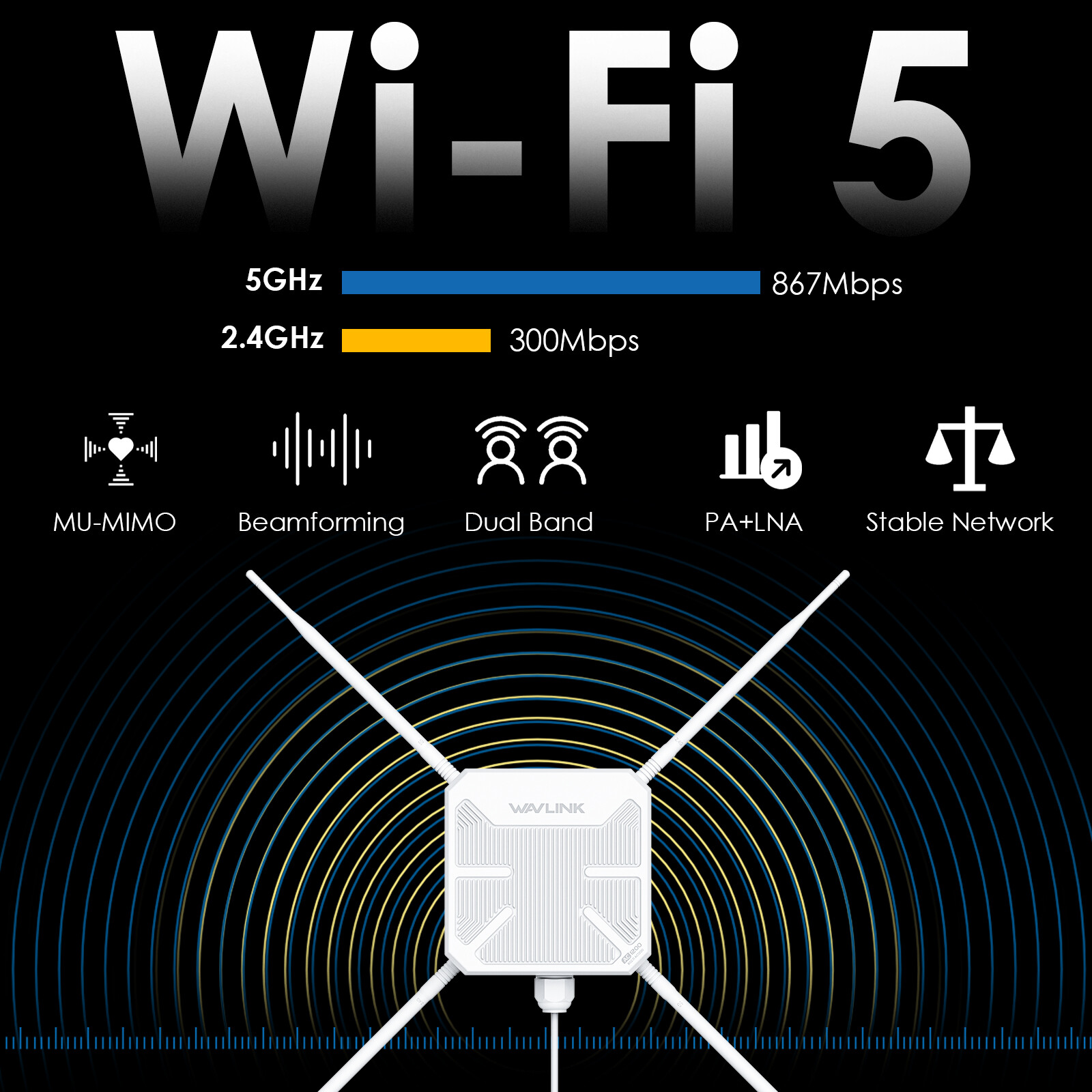 AX3000 WiFi 6 Mesh Extender Outdoor Long Range AX1800 Booster AC1200 Repeater