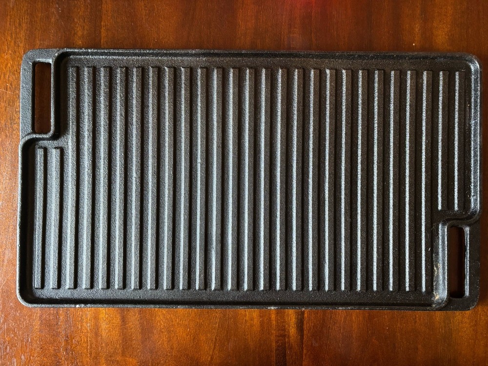 Cast Iron Reversible Griddle Pan Flat & Ribbed Grill 18x10 Double Sided