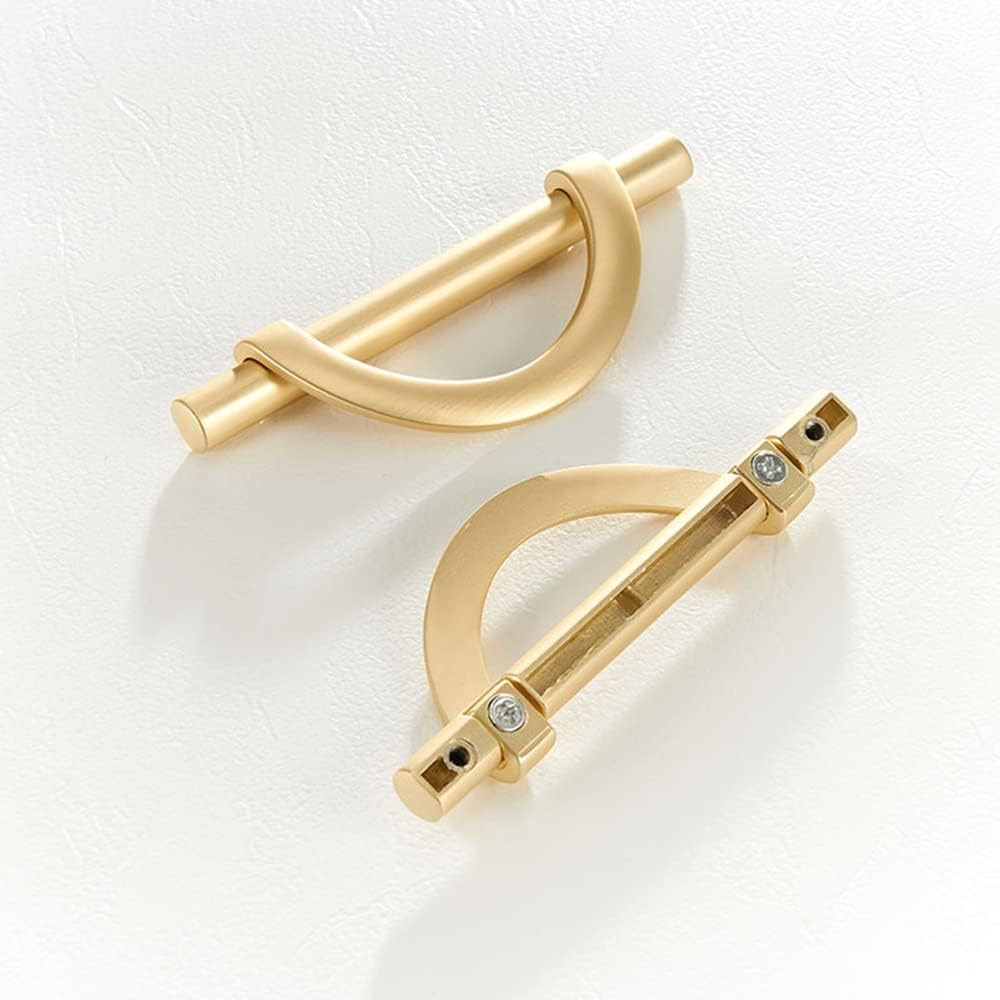 Brushed Gold Cabinet Pulls Drawer Pulls, Half Moon Shape Cabinet Pulls Gold Dres