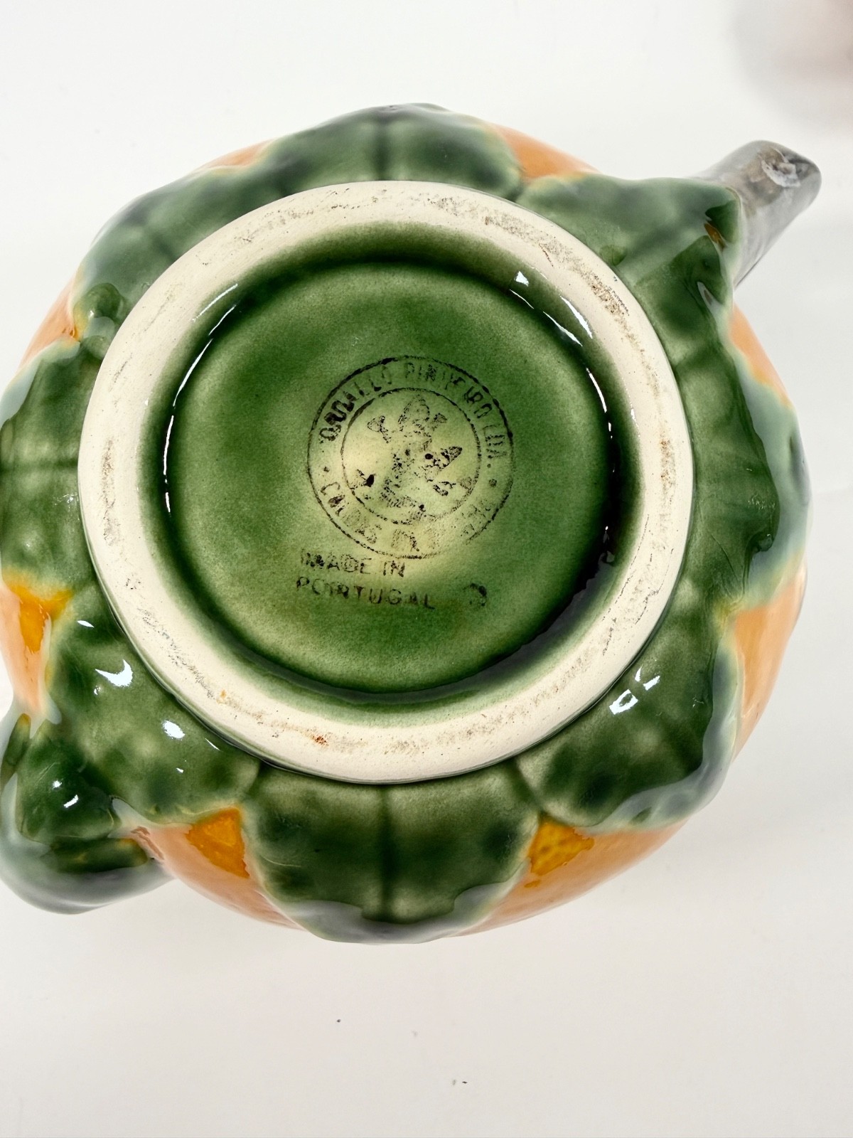 Bordallo Pinheiro Portugal China for Williams Sonoma Orange Teapot