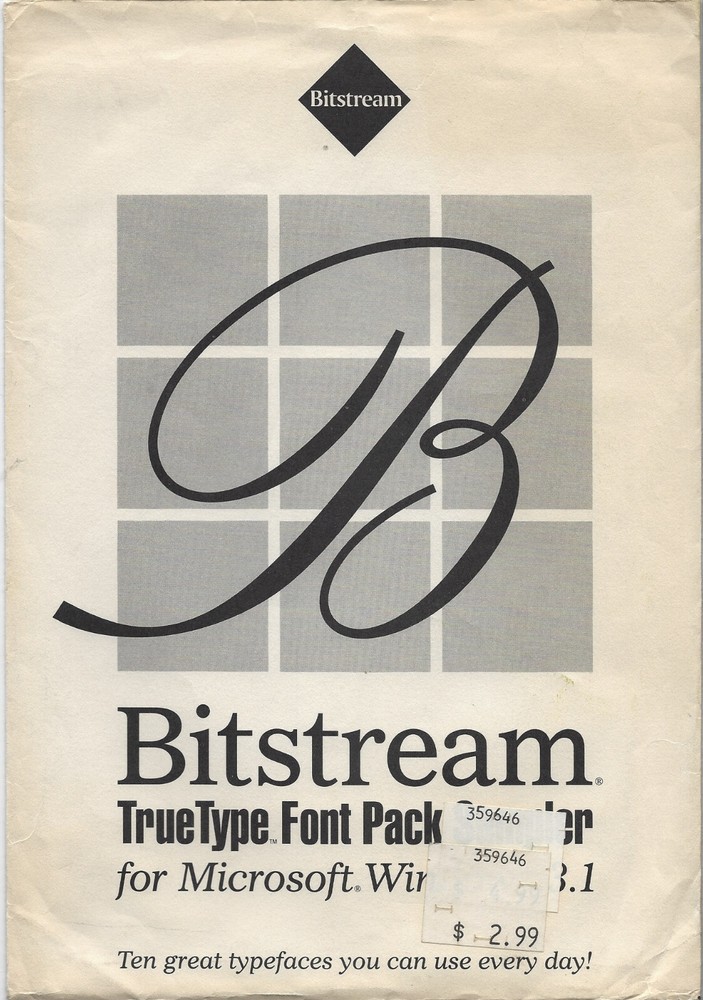 Bitstream TrueType Font Pack Sampler - 10 typefaces * 3.5 & 5.25 discs