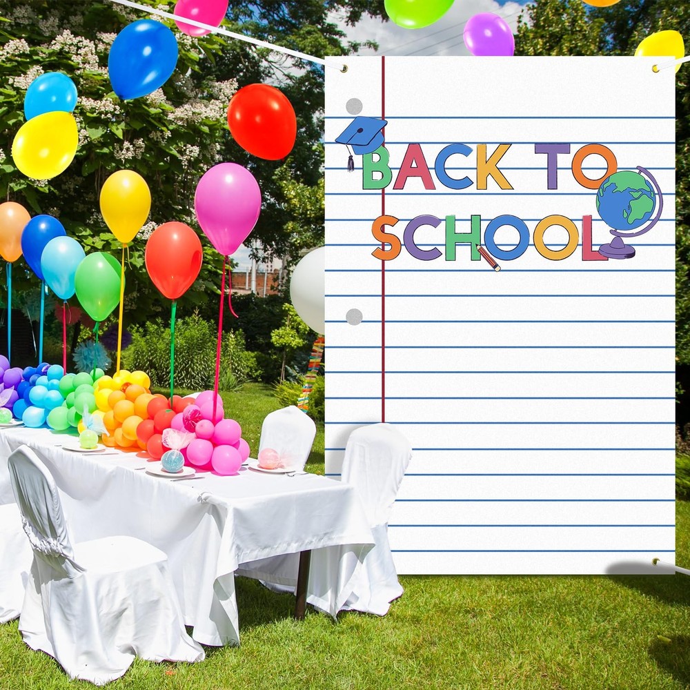 5.9x3.9 Ft School Notebook Paper Backdrop Welcome First Day Classroom Decor