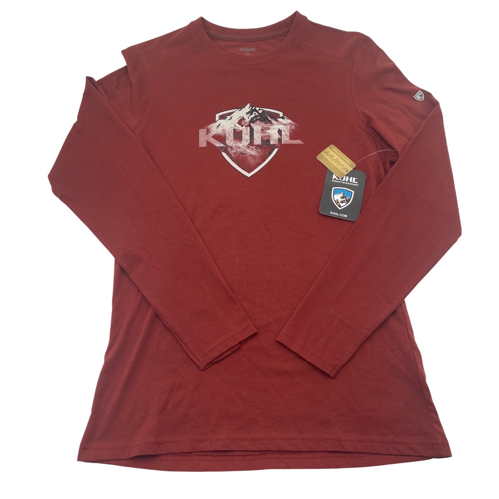 Kuhl Mens Mountain Graphic Long Sleeve Shirt Organic Cotton Cayenne Small Hiking