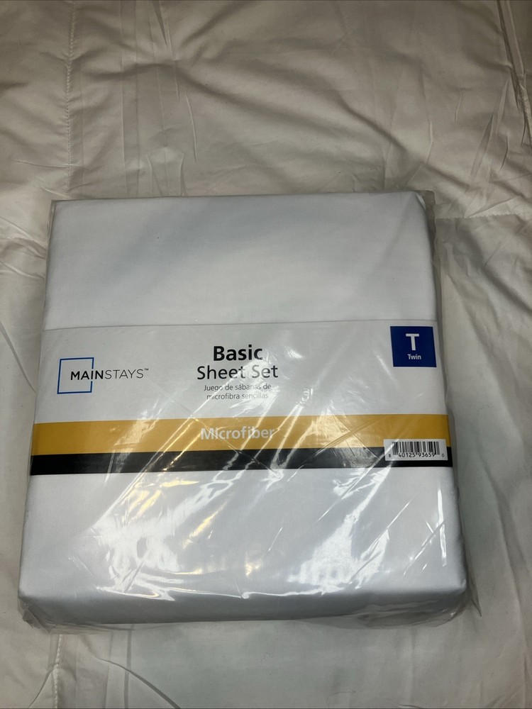 NEW Mainstays Microfiber 3 Piece Sheet Set Twin ~ White