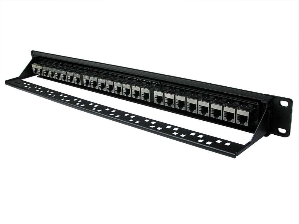 FAST Cat6A Shielded 24 Port Patch Panel Rack Mountable Network Ethernet 1U 19"